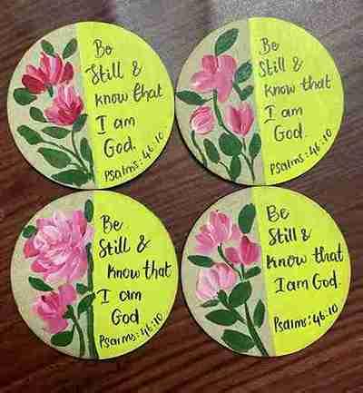 Verse art/Wooden Tea Coasters in MDF set of 6